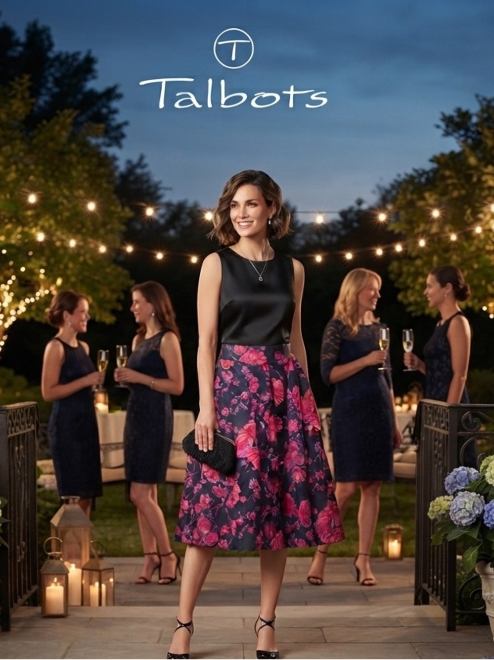 Talbots Fuchsia Floral Midi Skirt